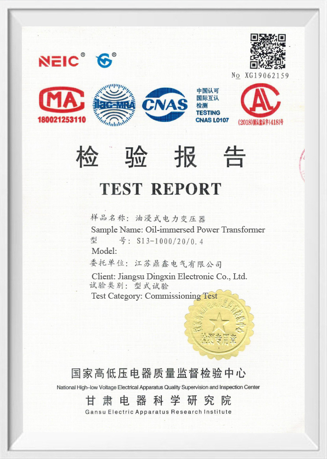 S13-M-1000/20KV Type Test Report